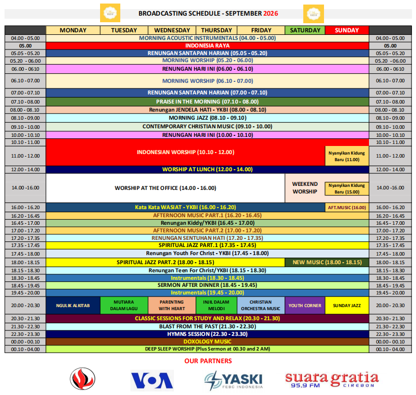Jadwal Program Elthree Radio September 2026